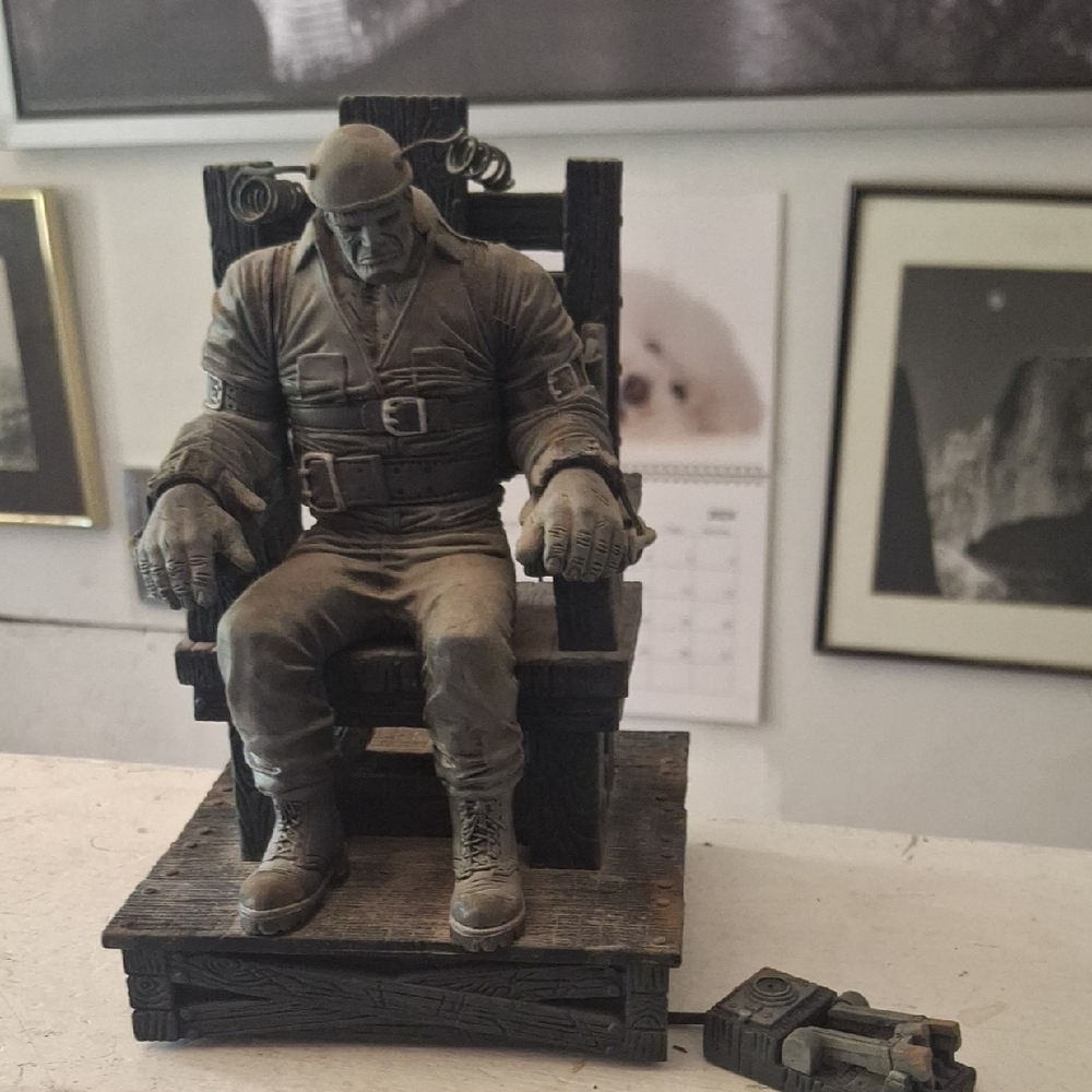 Electric Chair Horror Resin Figurine in Olive Gray